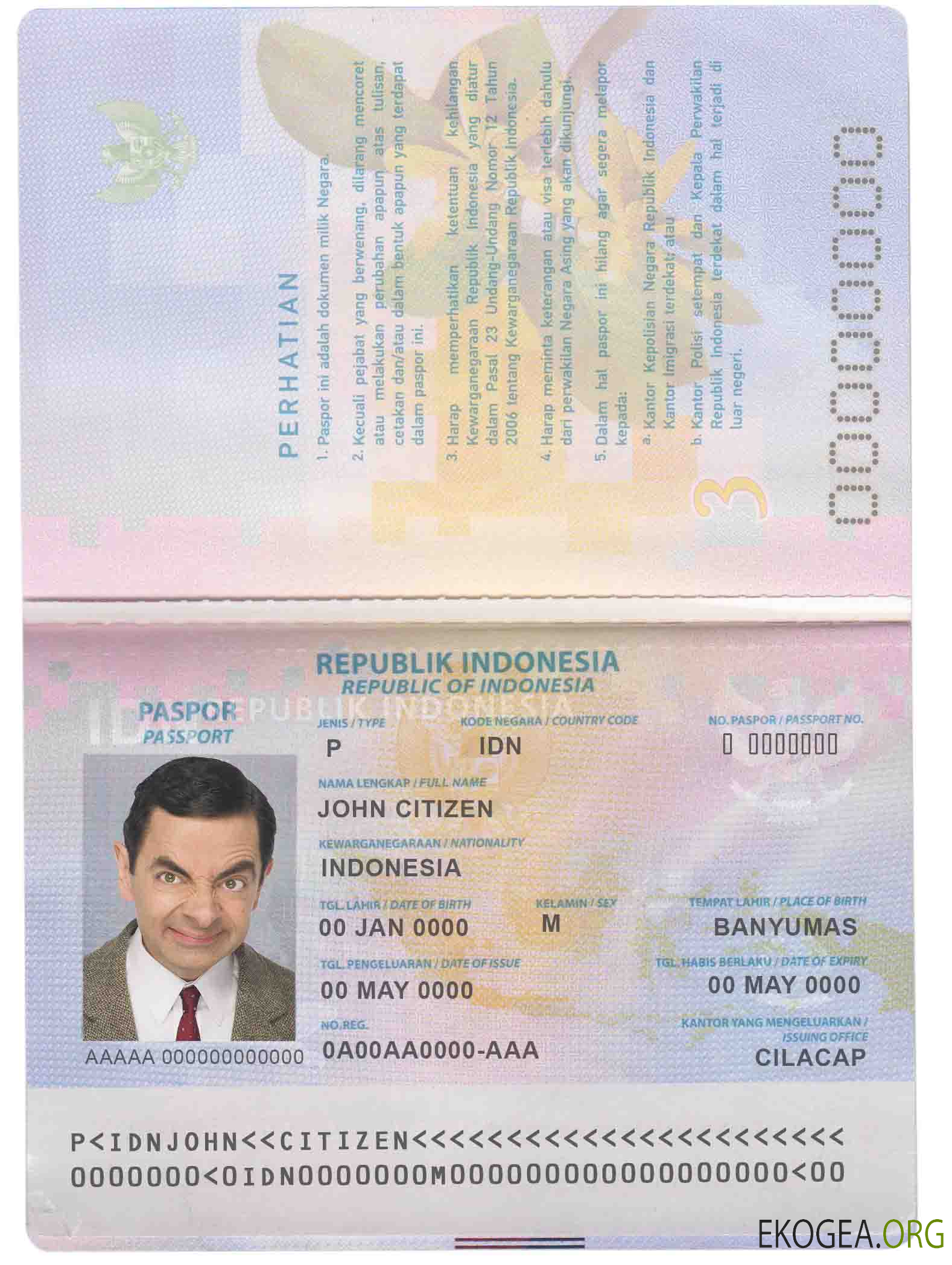 Passeport indonésien template Passeport indonésien template